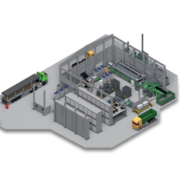 Render impianto 9-Tech per riciclo pannelli fotovoltaici